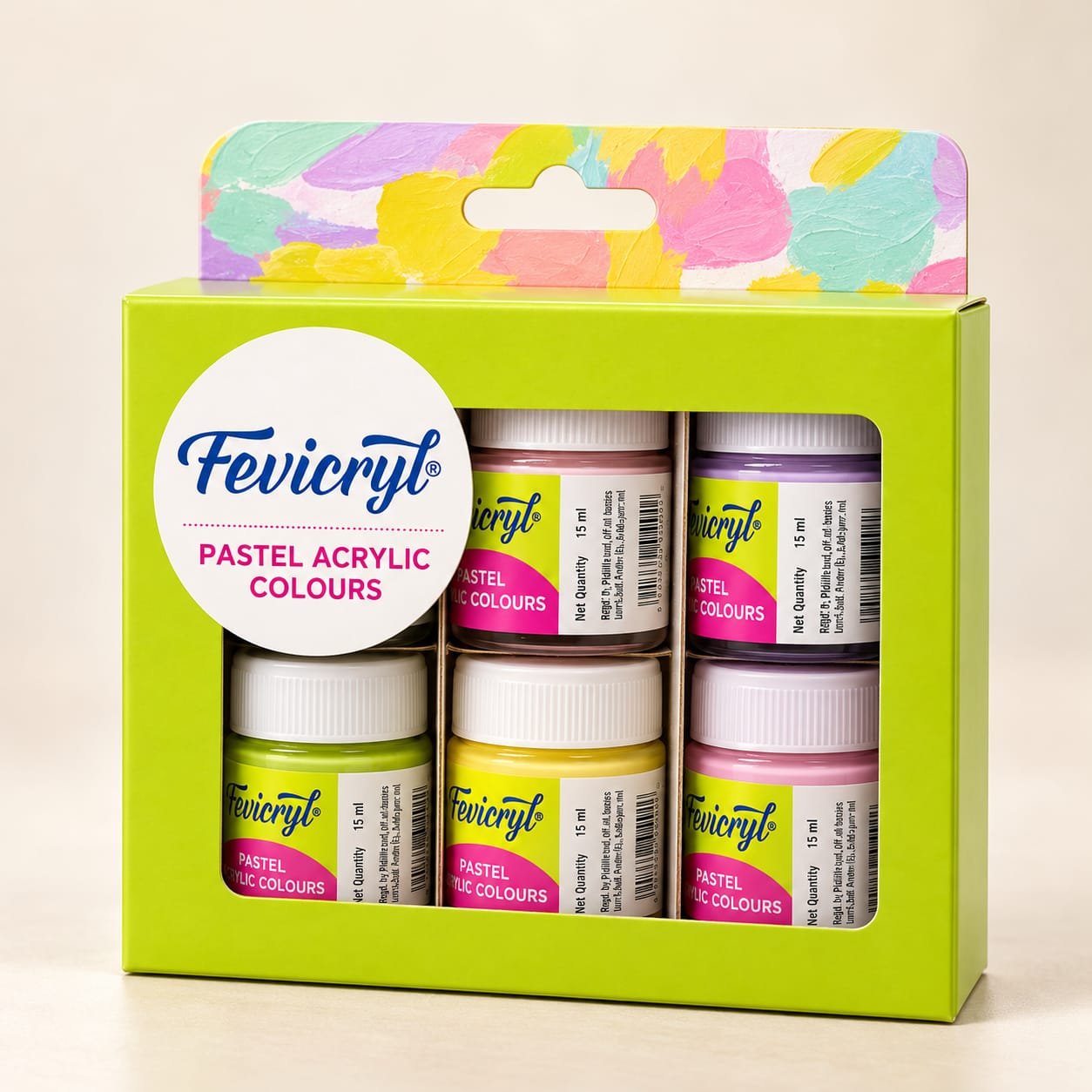 Fevicryl Pastel Acrylic Colours Set 6 X 15 ml | Acrylic Paint Kit