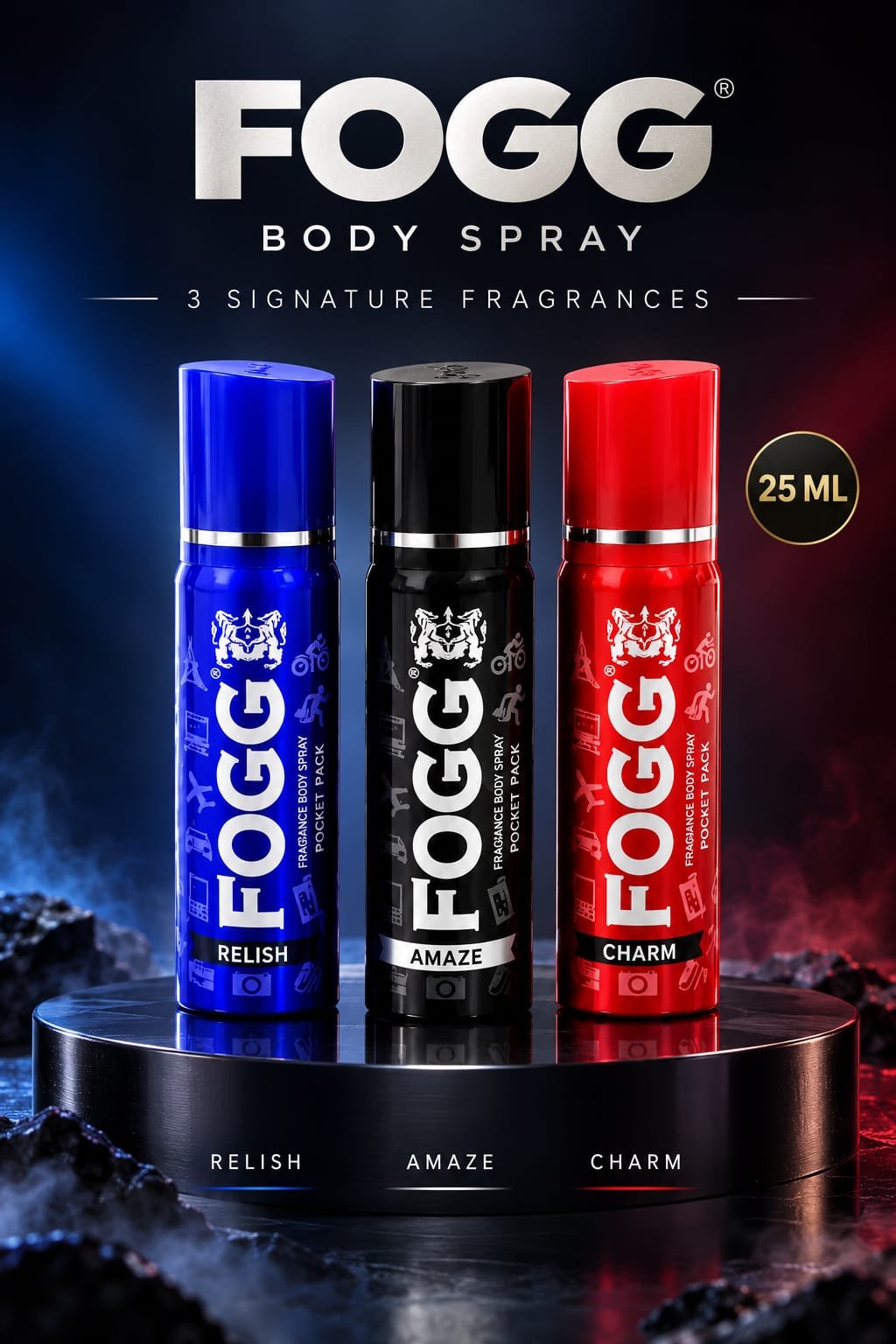 Fogg Body Spray Pocket Pack 25 ml | Relish, Amaze & Charm